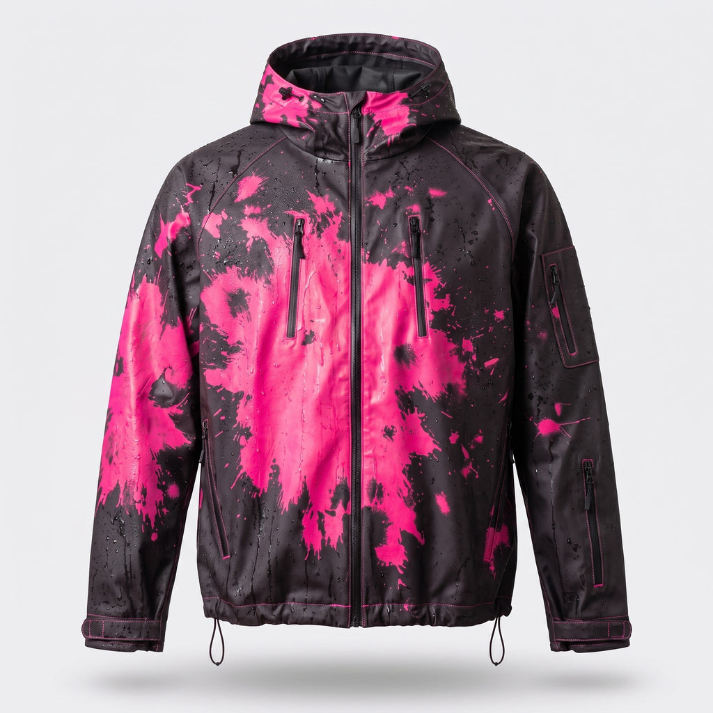 WETLINE reactive rain jacket - hot pink splatter when wet