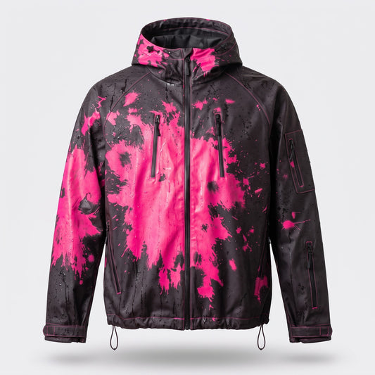 WETLINE reactive rain jacket - hot pink splatter when wet