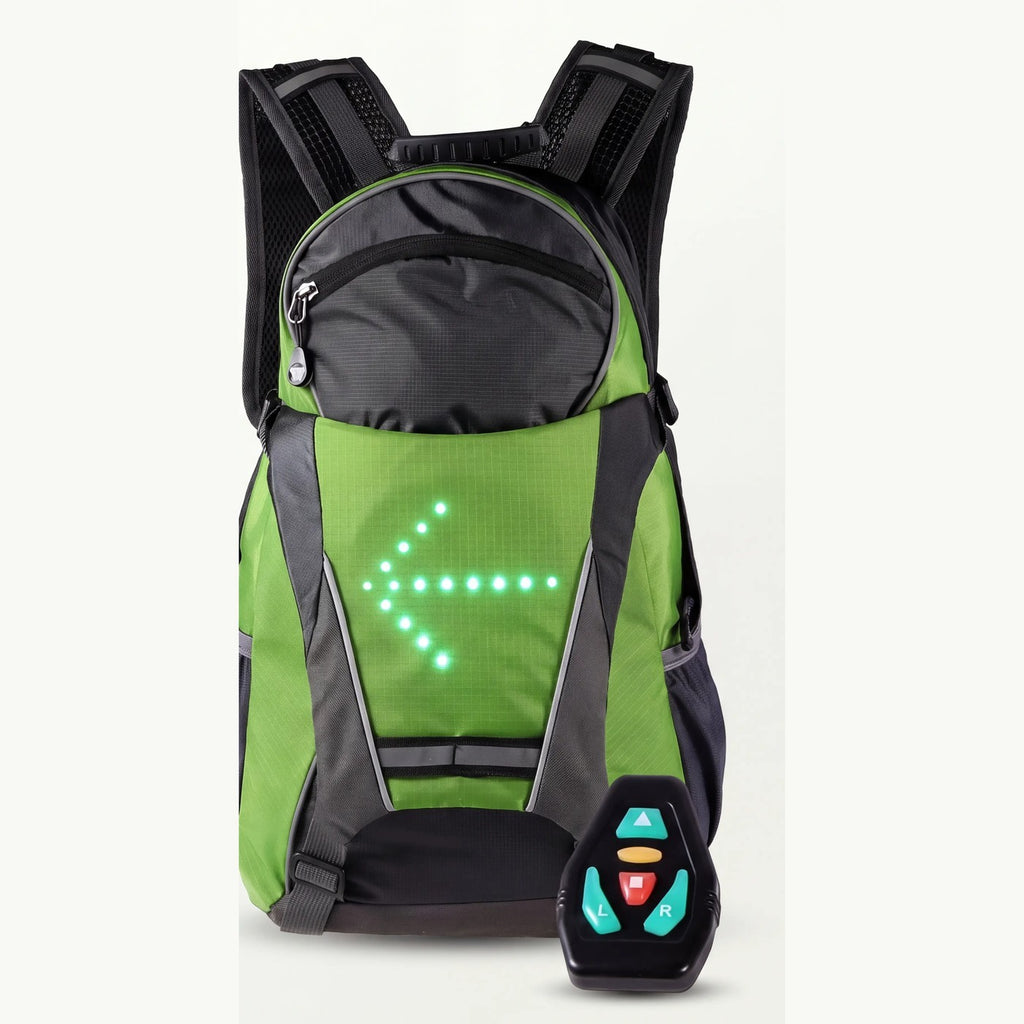 SignalPack LED turn signal bike backpack with wireless handlebar remote