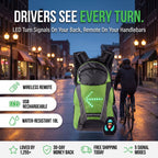 SignalPack - drivers see every turn, LED turn signals on your back, remote on your handlebars
