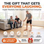 FunnyFeet realistic feet slippers - the gift that gets everyone laughing, 4 colors, 9 sizes, 2 free gifts