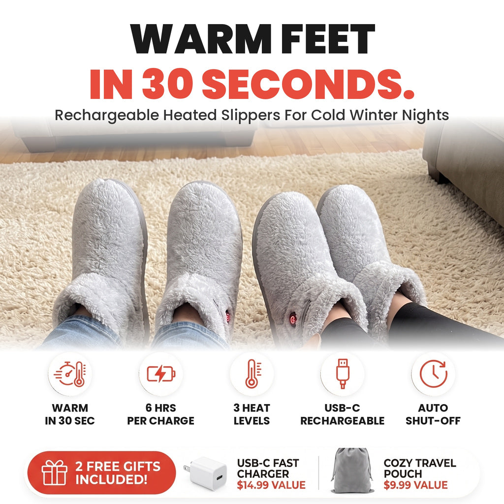 WarmStep heated slippers - warm feet in 30 seconds, 2 free gifts included