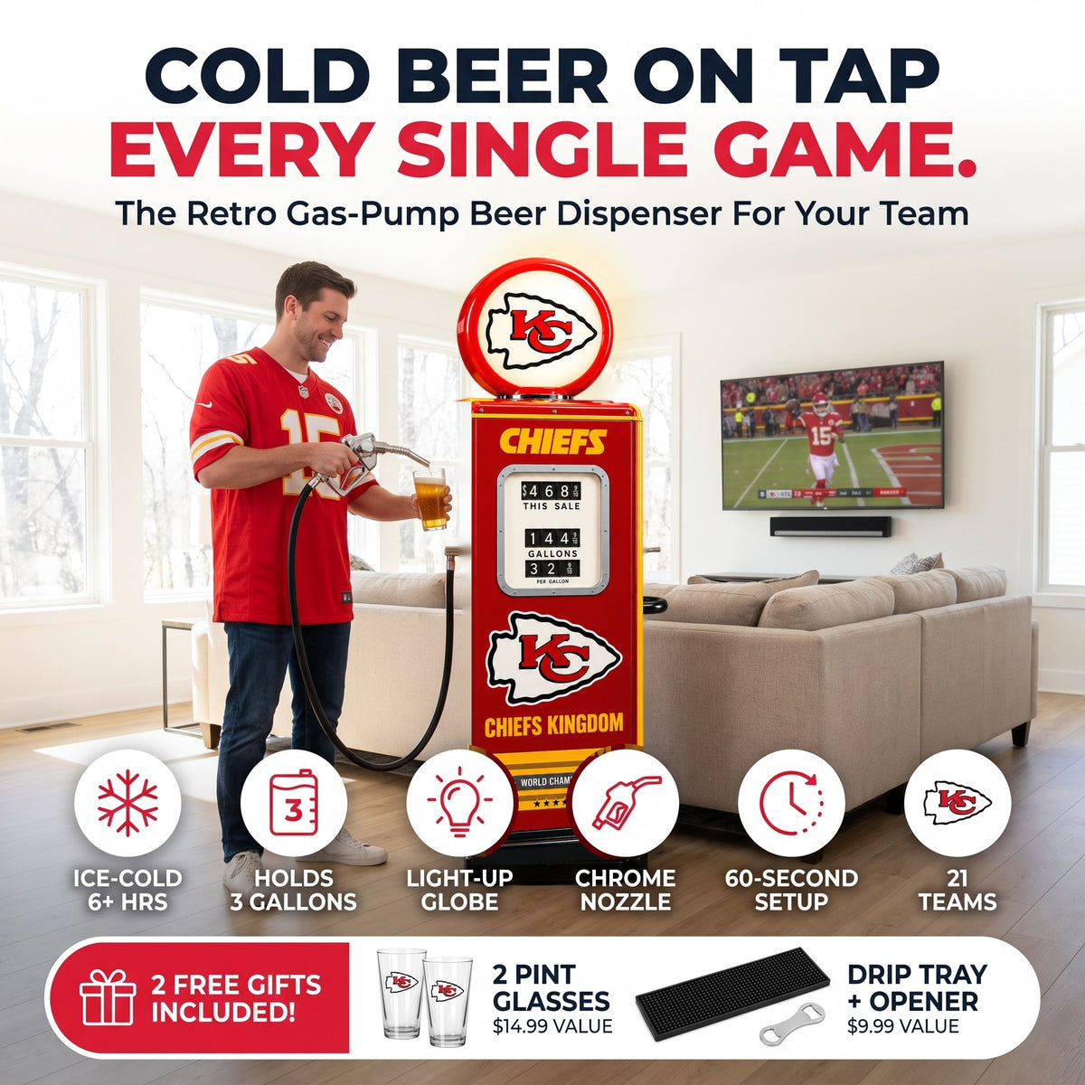 GameDay Pump - cold beer on tap every single game, 2 free gifts included