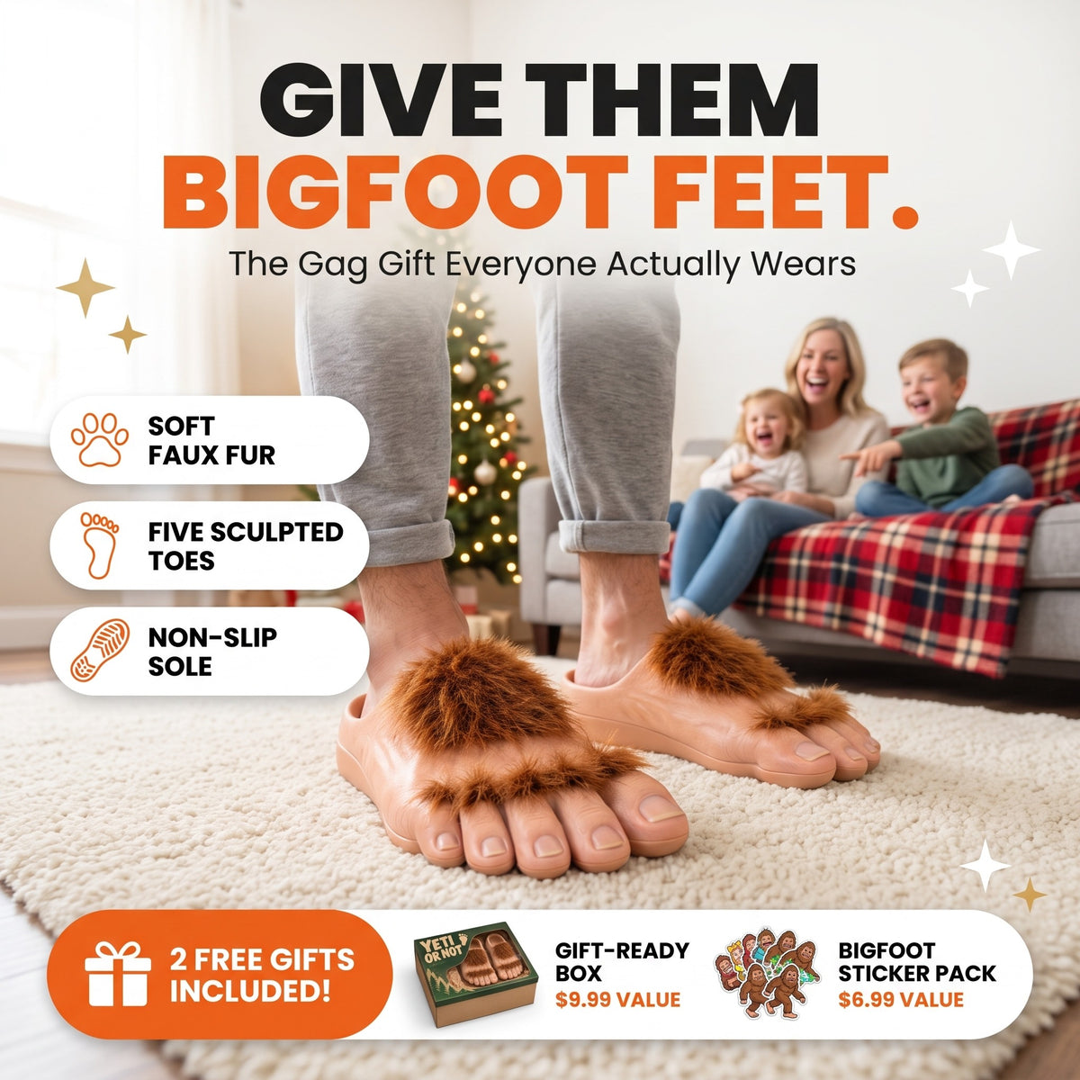 Yeti Or Not Bigfoot Feet - give them Bigfoot feet, the gag gift everyone actually wears, 2 free gifts included
