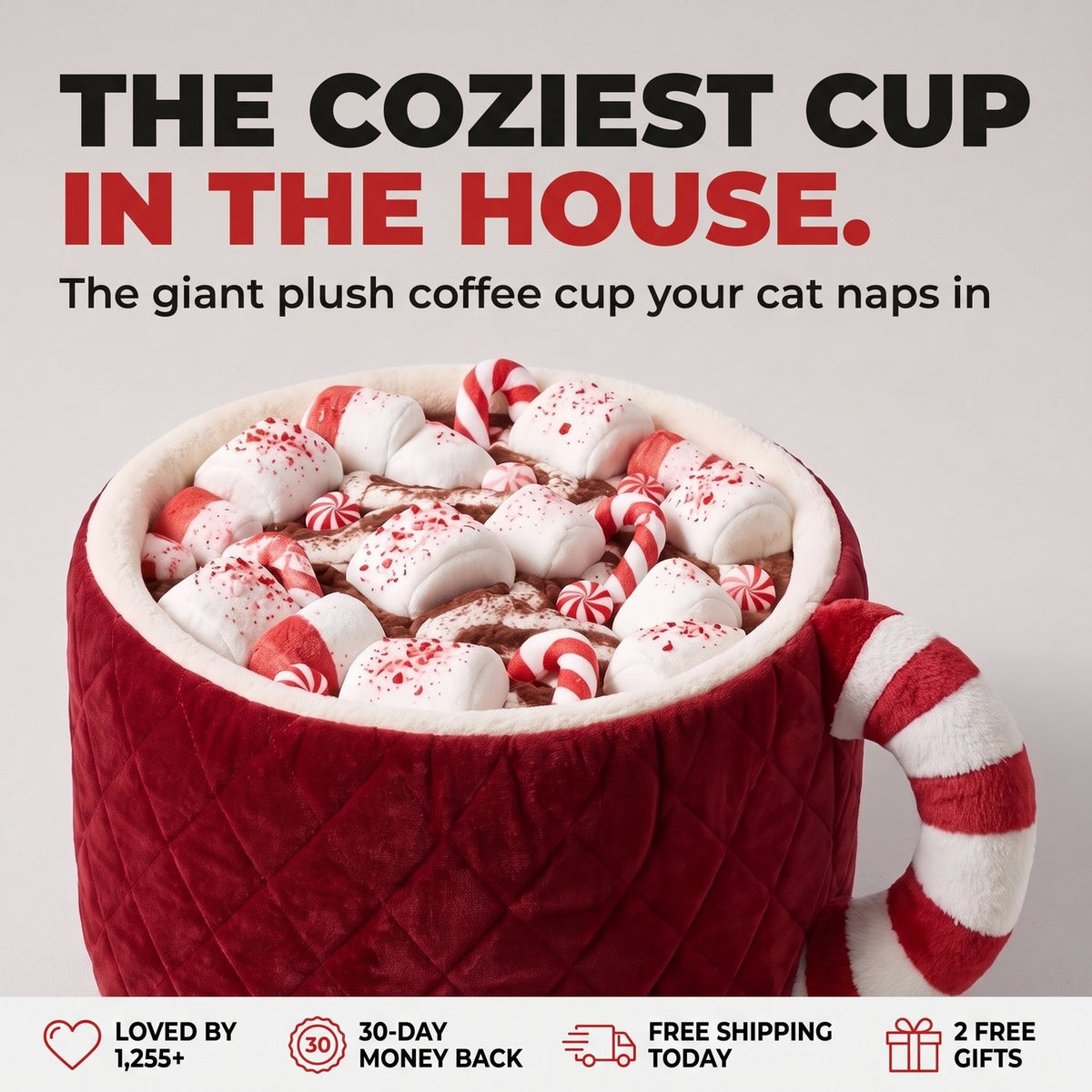 The coziest cup in the house - giant plush coffee cup cat bed
