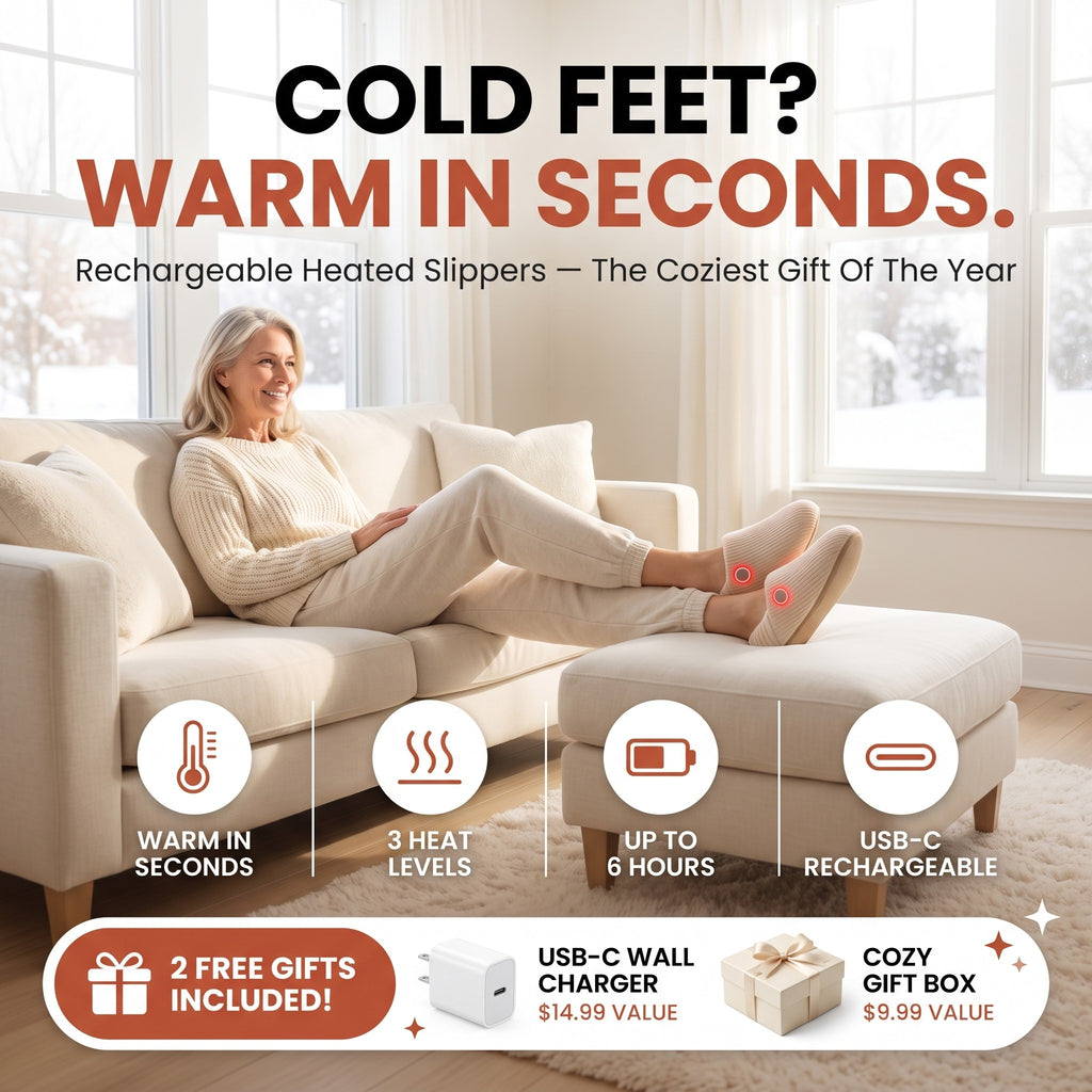 Heated slippers - cold feet? warm in seconds, 2 free gifts included