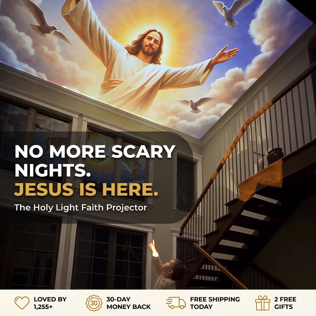 Holy Light Faith Projector - no more scary nights, Jesus is here