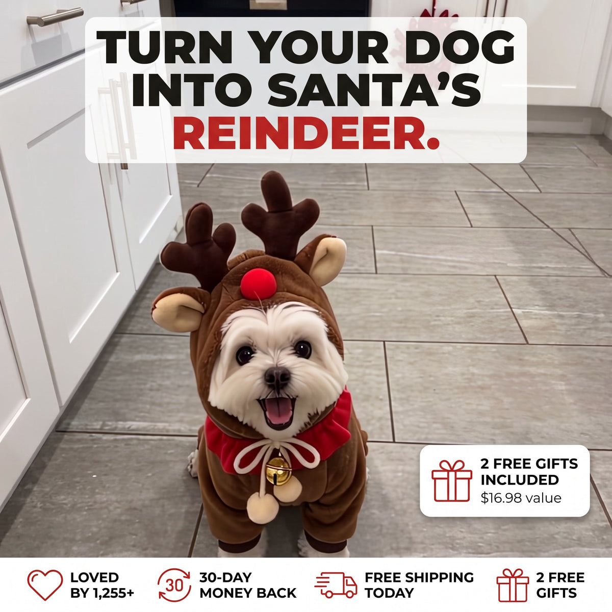 Turn your dog into Santa's reindeer - Reindeer Paws