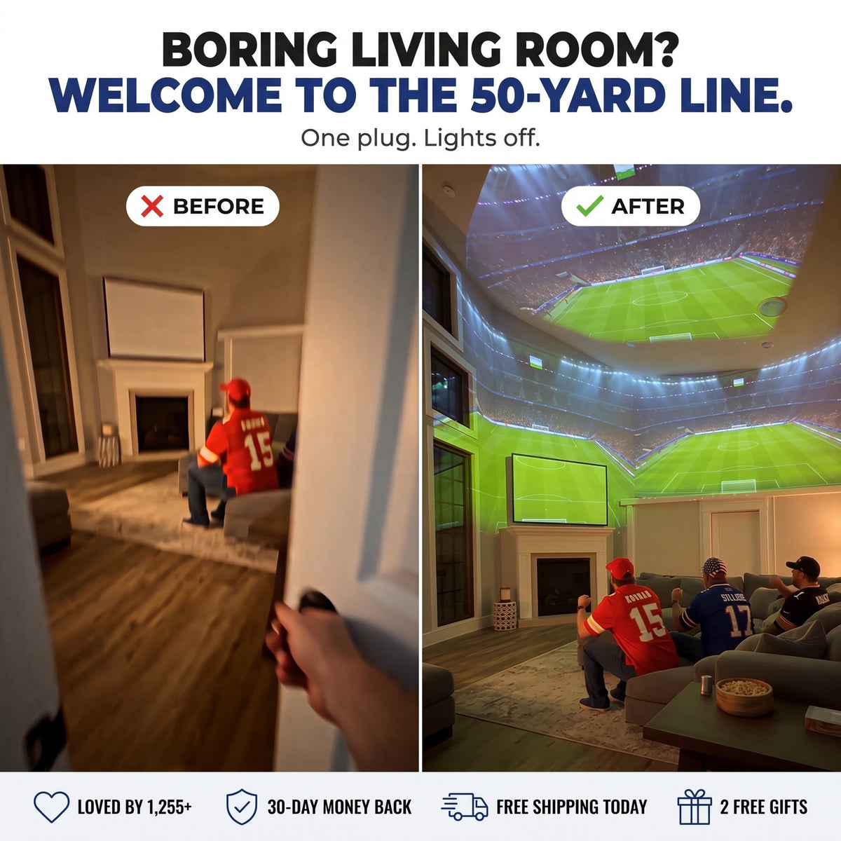 Boring living room? Welcome to the 50-yard line