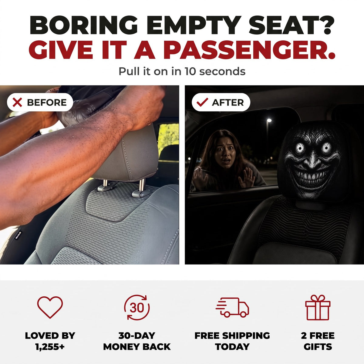 Boring empty seat? Give it a passenger - pull it on in 10 seconds