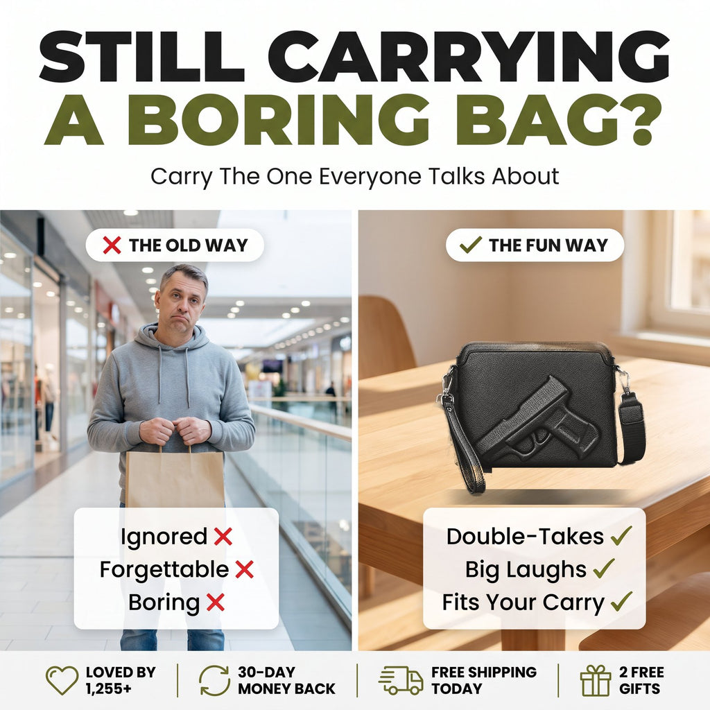 Still carrying a boring bag? The fun way: double-takes, big laughs, fits your carry