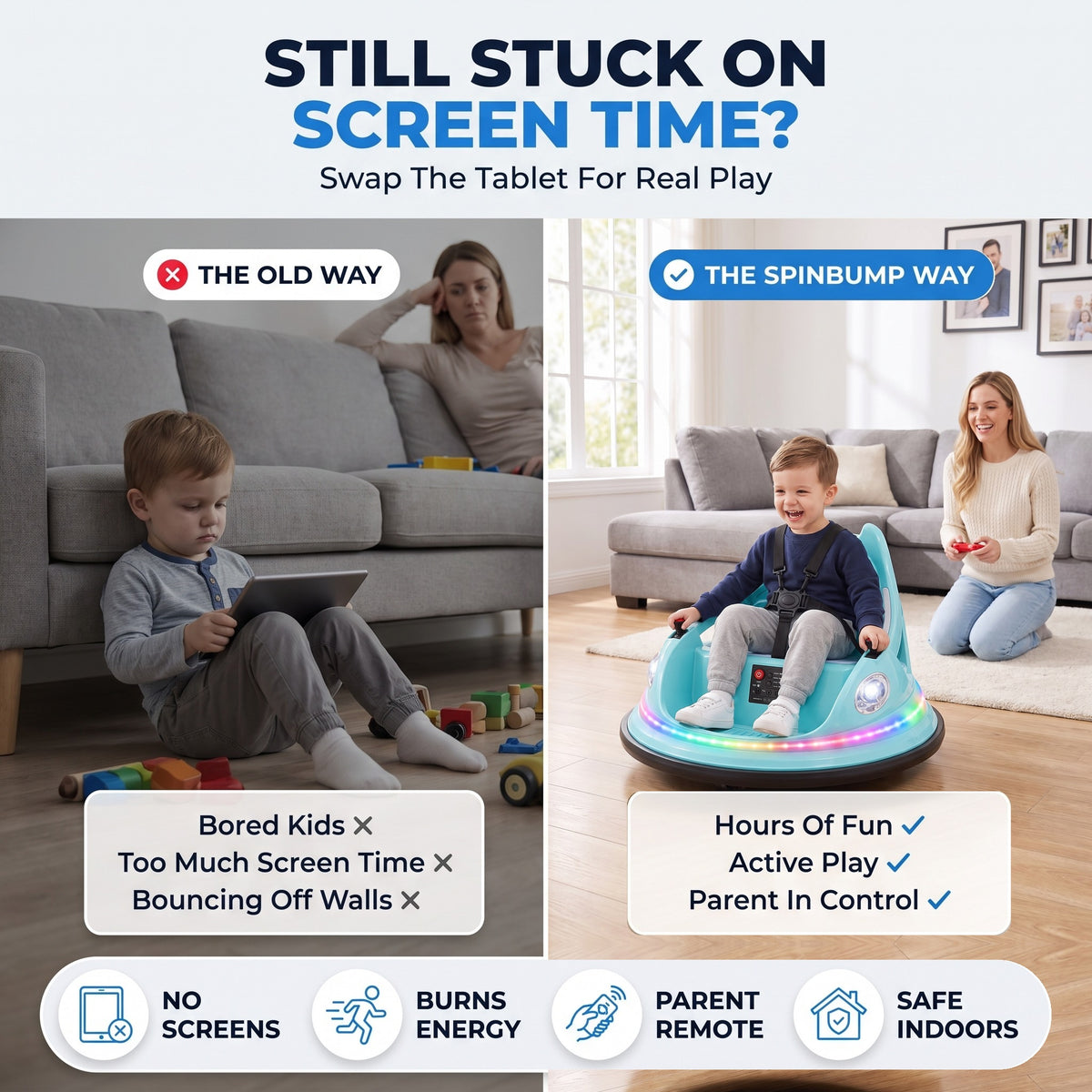 Still stuck on screen time? The old way vs the SpinBump way