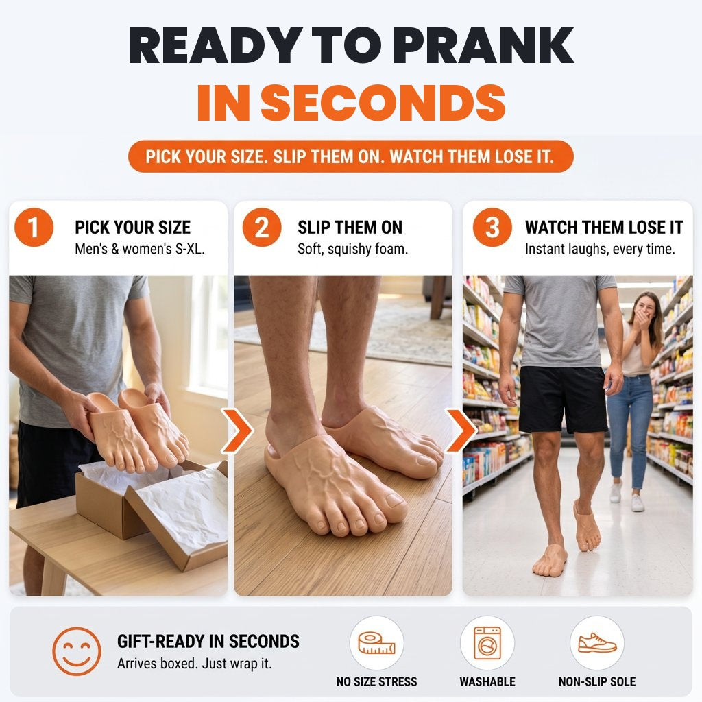 Ready to prank in seconds: pick your size, slip them on, watch them lose it