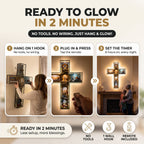 Ready to glow in 2 minutes: hang on 1 hook, plug in and press the remote, set the 6-hour timer