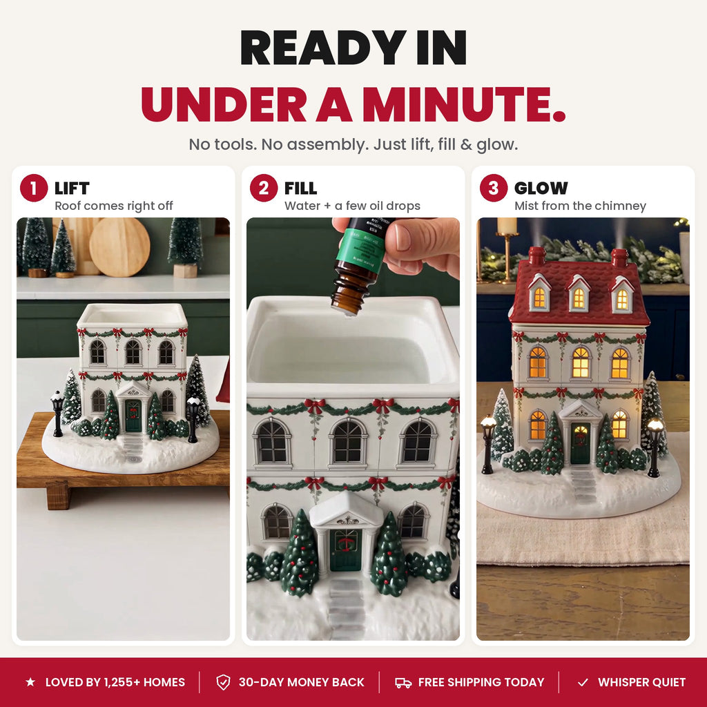 Ready in under a minute: lift the roof, fill with water and oil, glow