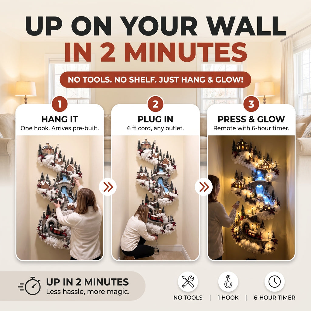 Up on your wall in 2 minutes: hang it, plug in, press and glow