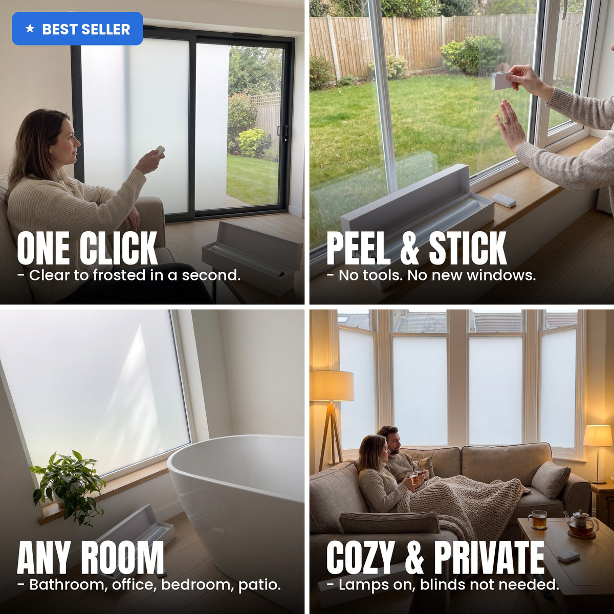 Peel and stick privacy film for any room
