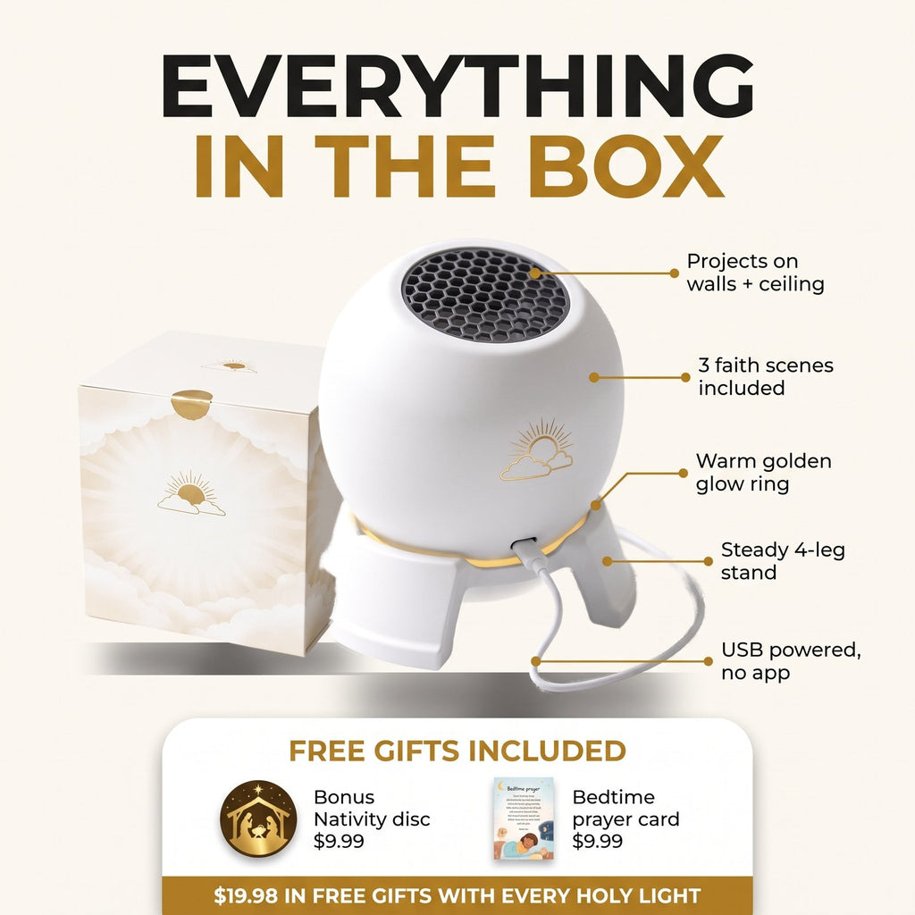 Everything in the box + free Nativity disc and prayer card