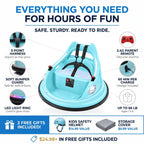 Everything you need - 5-point harness, soft bumper, LED ring, 2.4G parent remote, 60 min per charge, up to 66 lb