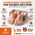 Everything included - realistic detail, soft squishy foam, non-slip sole, sizes S to XL, washable, gift boxed