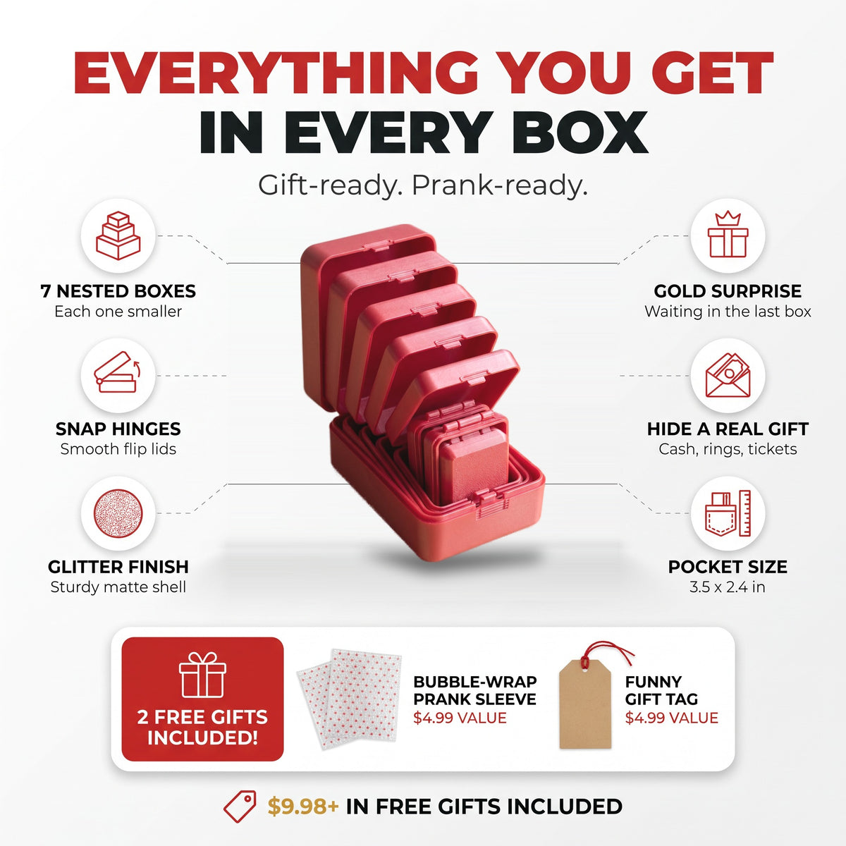 Everything you get in every box + 2 free gifts