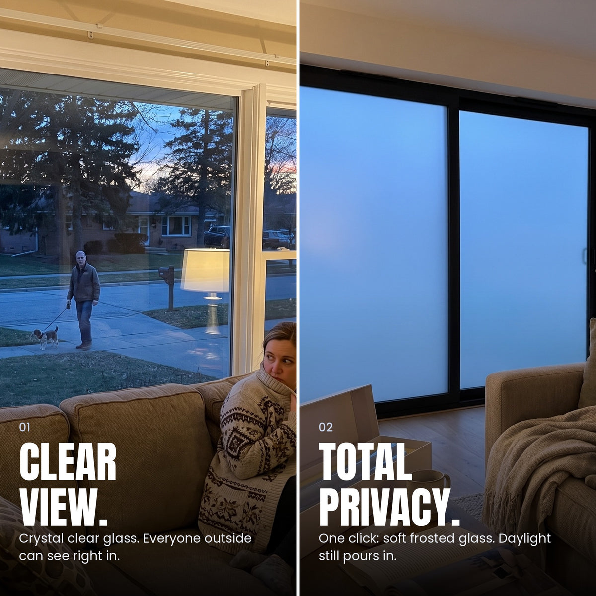 Clear view vs total privacy