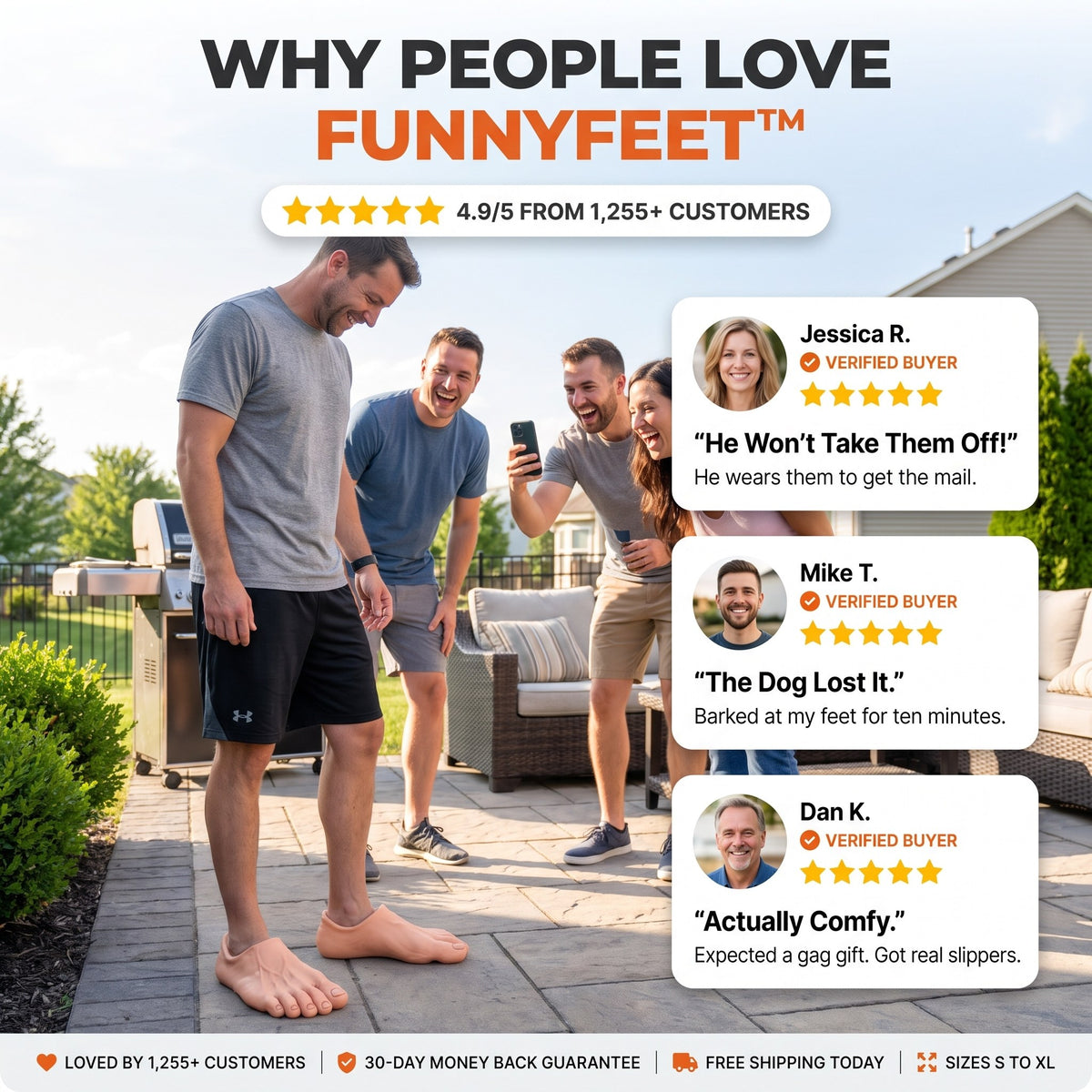 Why people love FunnyFeet - 4.9/5 from 1,255+ customers