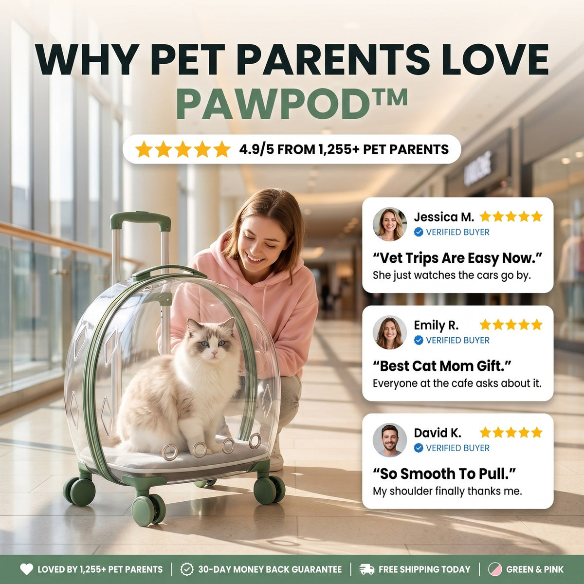 Why pet parents love PawPod - 4.9/5 from 1,255+ pet parents