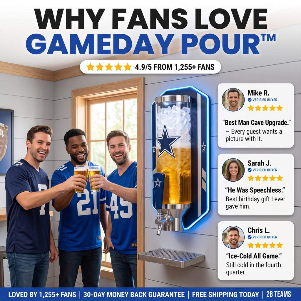 Why fans love GameDay Pour - 4.9/5 from 1,255+ fans, 28 teams