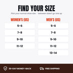 Size guide: pick your normal shoe size, women's and men's US sizes