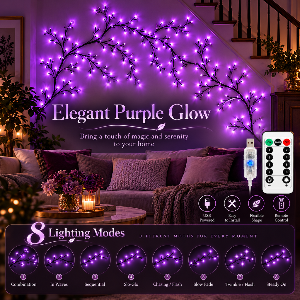 AmberVine™ | Enchanted Purple LED Branch Lights