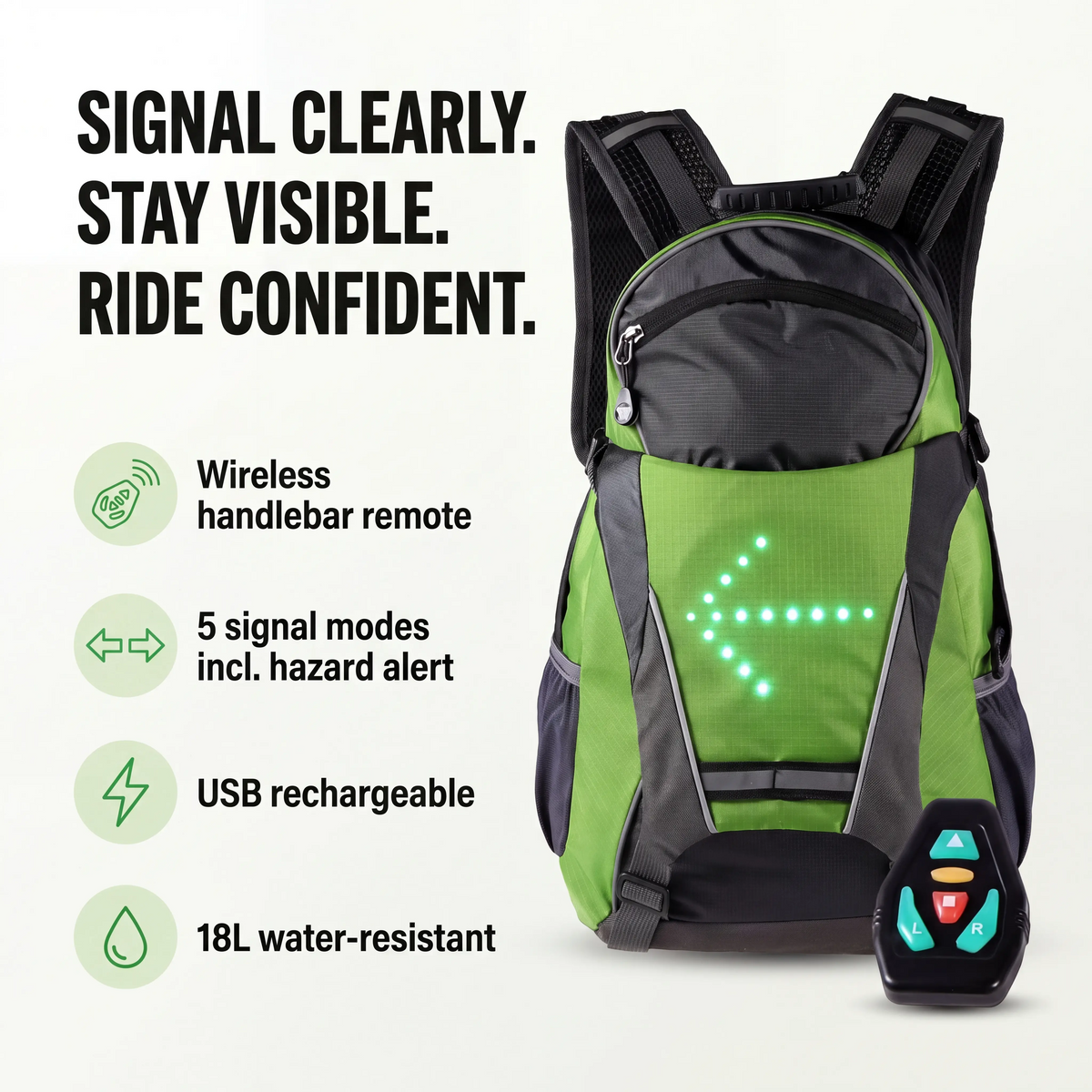 SignalPack LED Turn Signal Bike Backpack