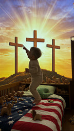 Three crosses projected in a kid's bedroom