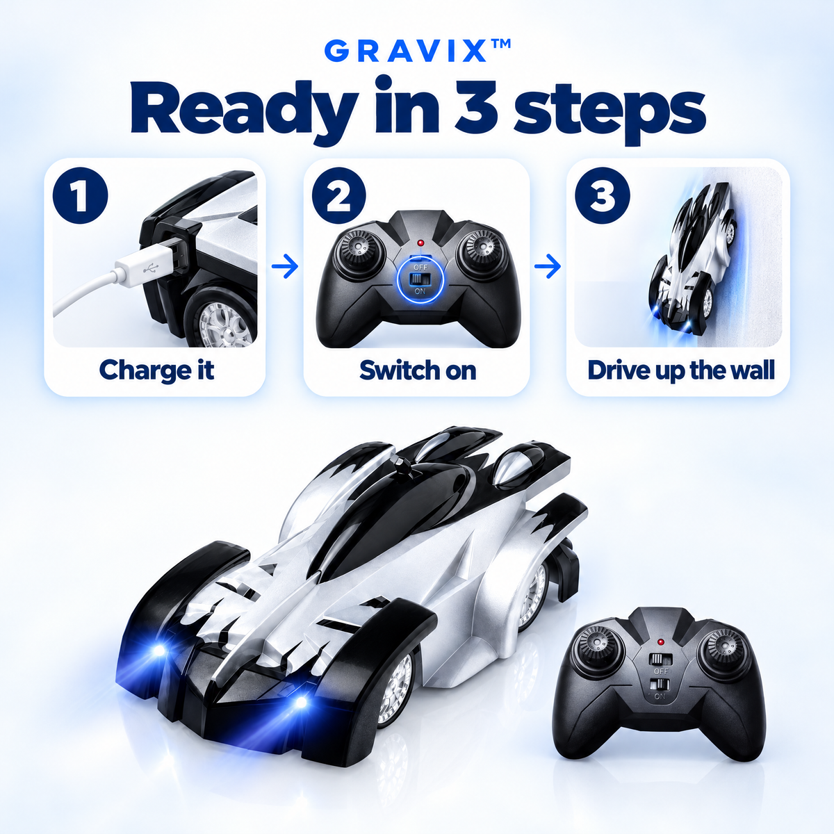 GRAVIX RC Hyper Car – Wall Climbing Remote Control Car