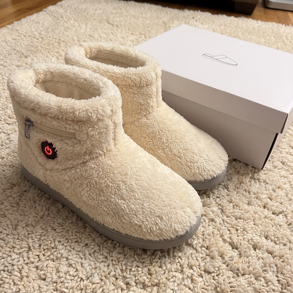 Heated slippers in Cream