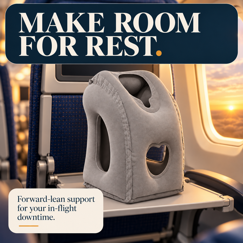 Inflatable Airplane Sleep Pillow – Lean-Forward Travel Comfort