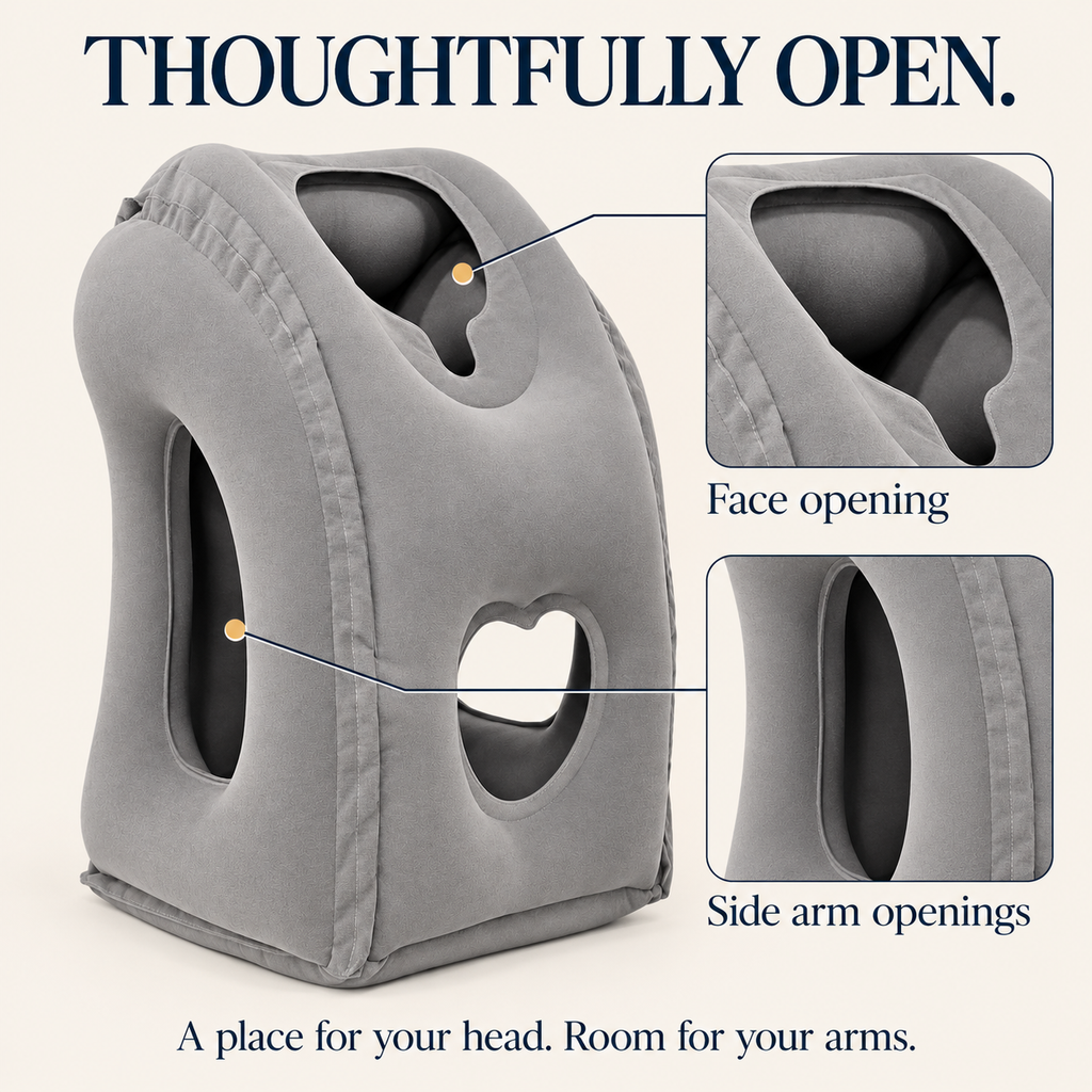 Inflatable Airplane Sleep Pillow – Lean-Forward Travel Comfort