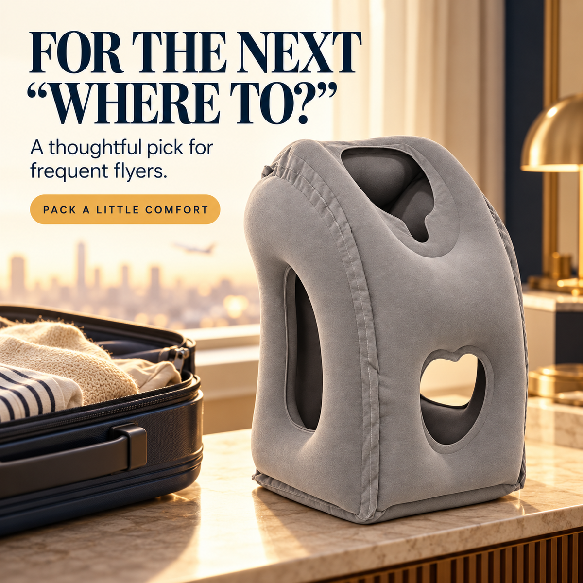 Inflatable Airplane Sleep Pillow – Lean-Forward Travel Comfort