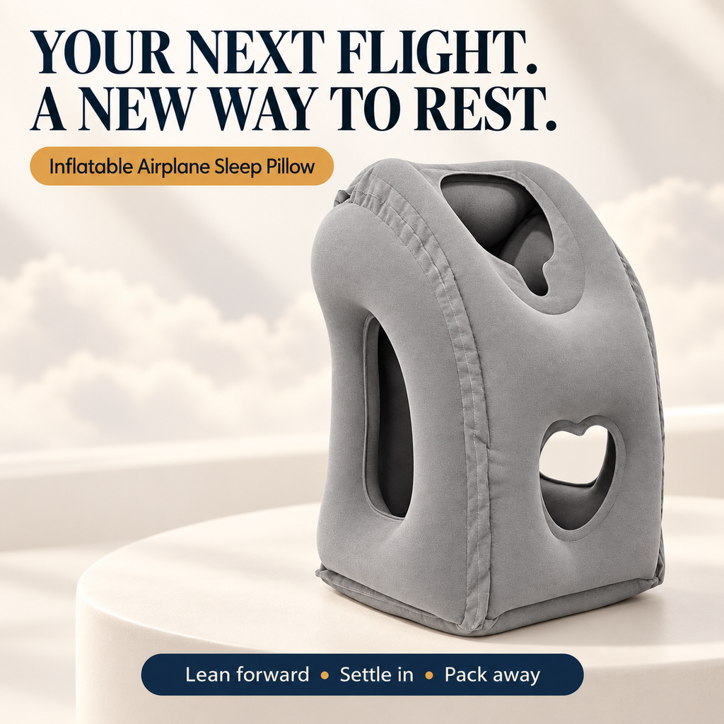 Inflatable Airplane Sleep Pillow – Lean-Forward Travel Comfort