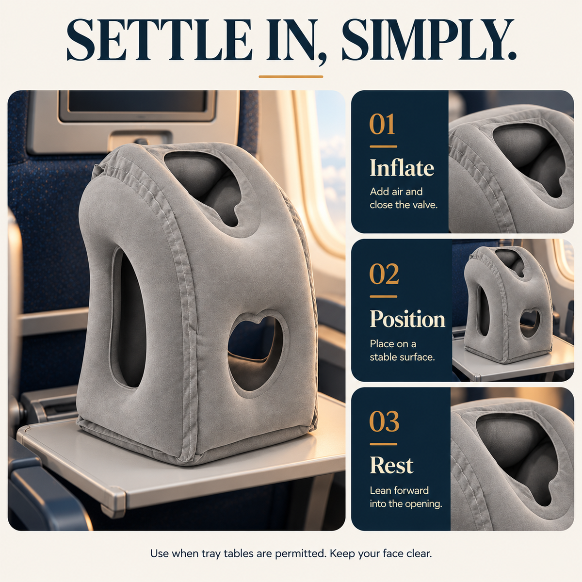 Inflatable Airplane Sleep Pillow – Lean-Forward Travel Comfort